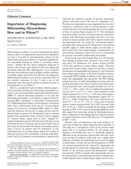 Importance of Diagnosing Hibernating Myocardium