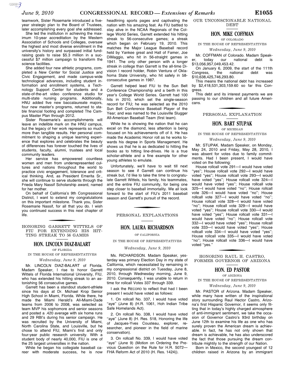 CONGRESSIONAL RECORD— Extensions of Remarks E1055 HON. LINCOLN DIAZ-BALART HON. LAURA RICHARDSON HON. MIKE COFFMAN HON. BART S