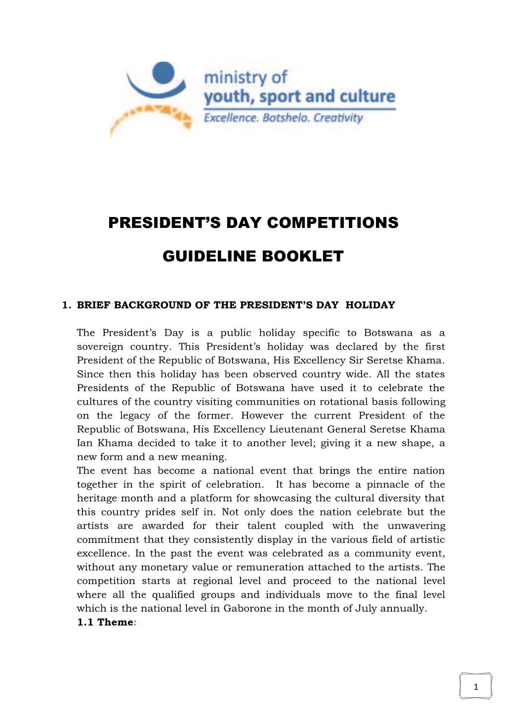 President's Day Competitions Guideline Booklet