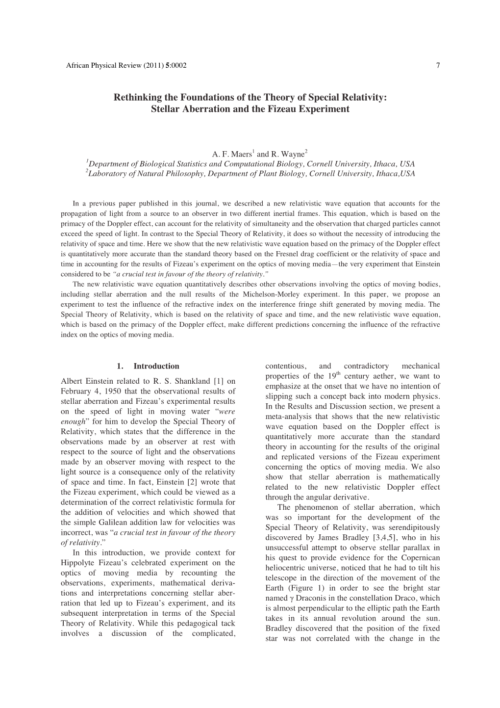 Stellar Aberration and the Fizeau Experiment