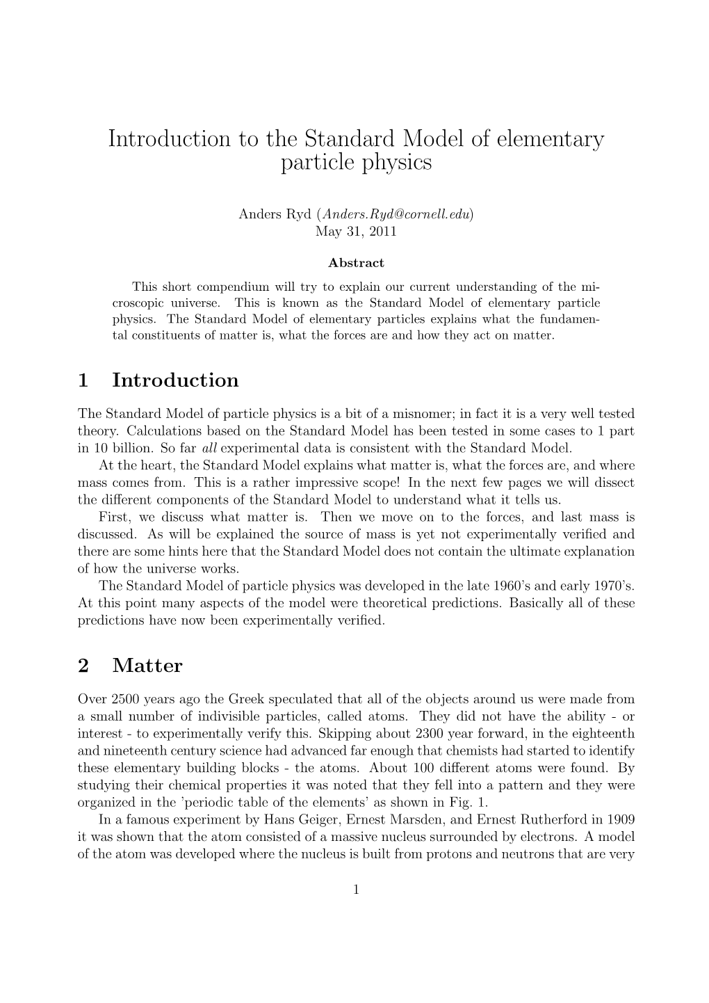 Introduction to the Standard Model of Elementary Particle Physics