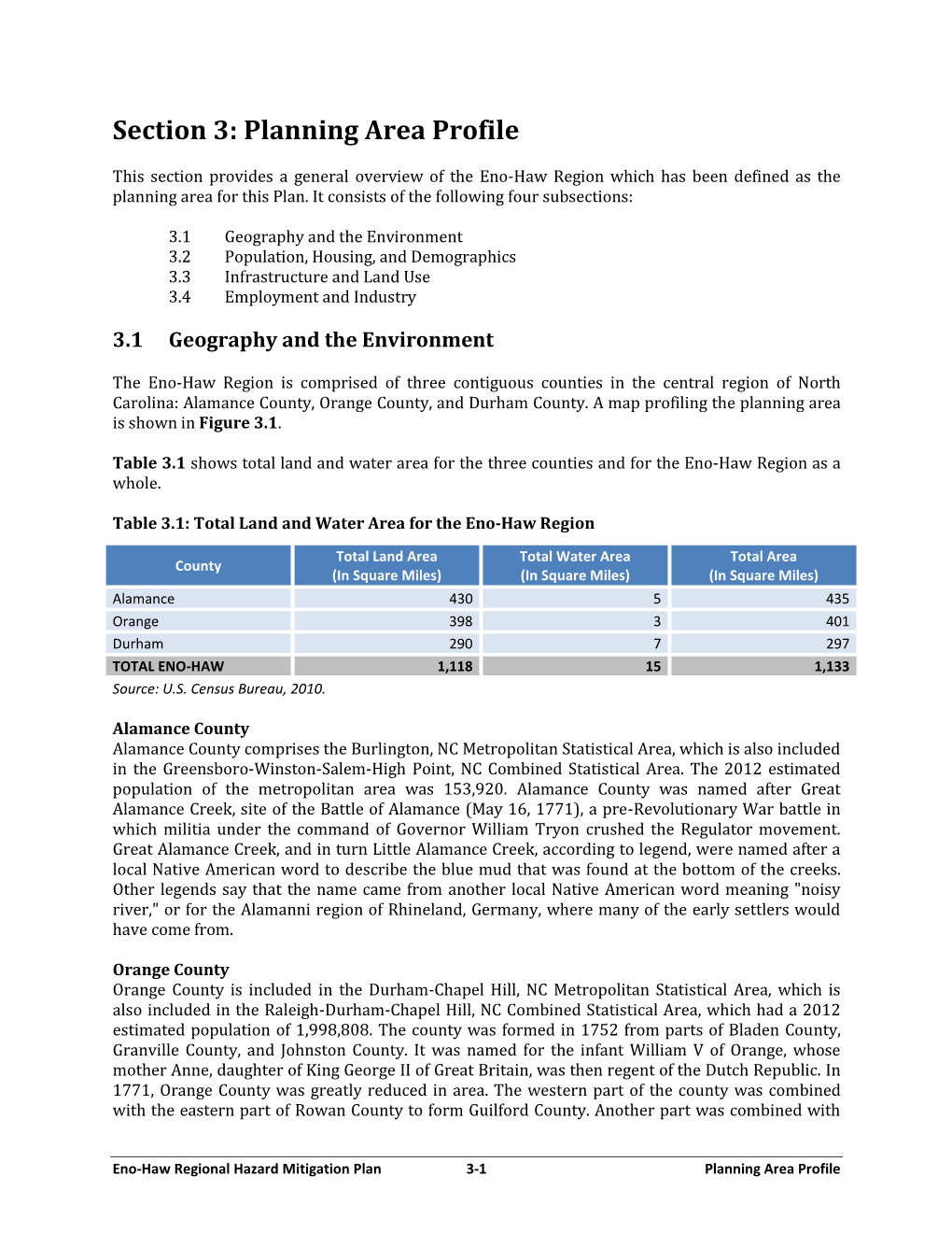 Section 3: Planning Area Profile