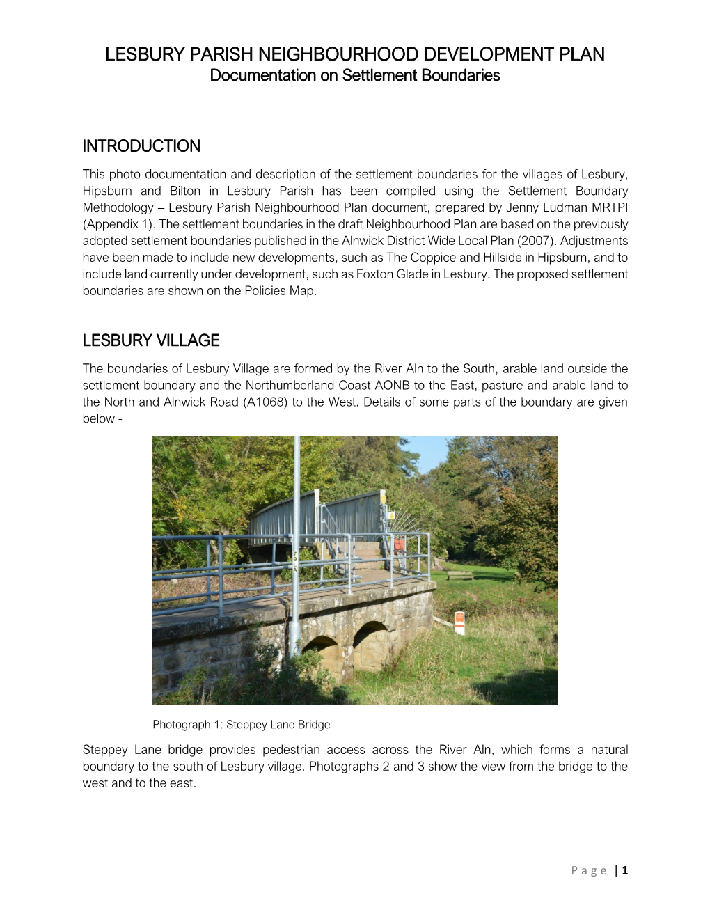 Lesbury NDP Settlement Boundaries Document(2).Pdf