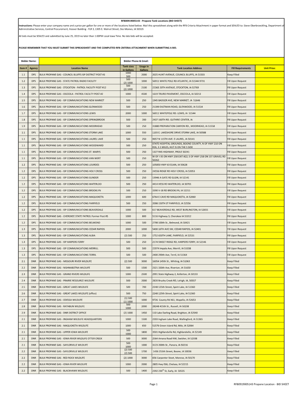 RFB0919005143 Propane Location