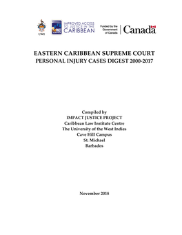 Eastern Caribbean Supreme Court Personal Injury Cases Digest 2000-2017