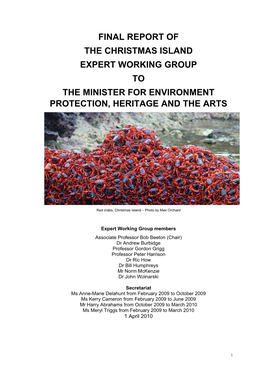 Final Report | Christmas Island Expert Working Group