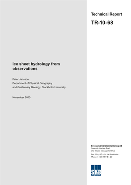 Ice Sheet Hydrology from Observations
