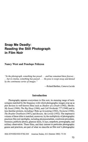 Reading the Still Photograph in Film Noir
