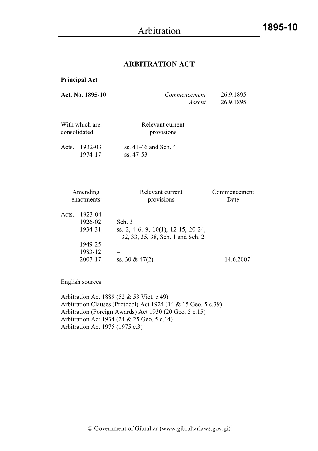 Gibraltar Arbitration