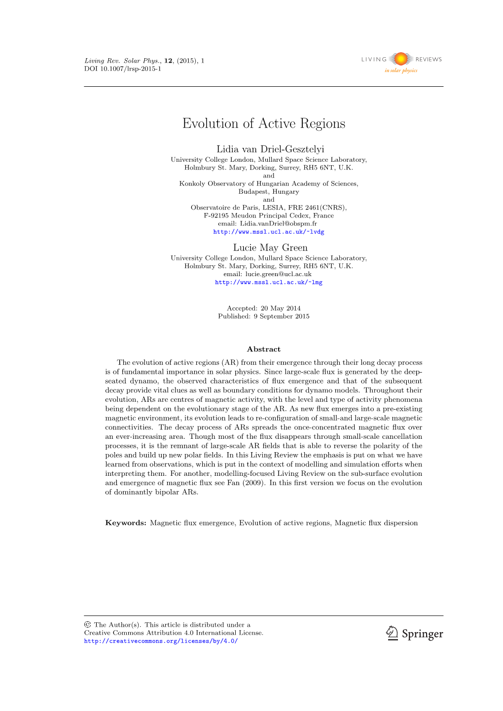 Evolution of Active Regions