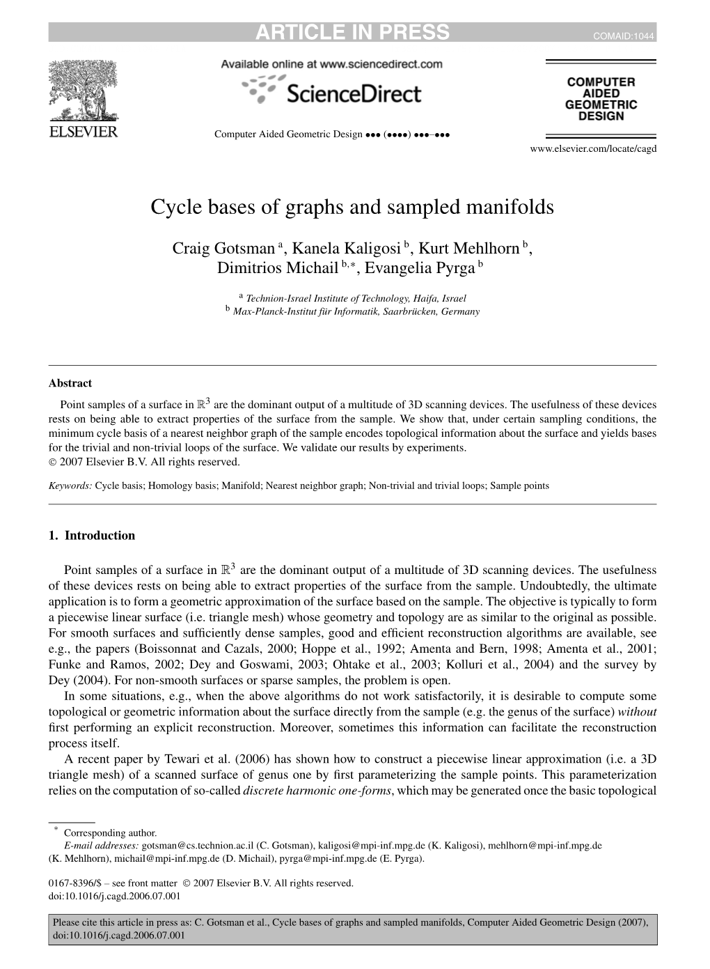Cycle Bases of Graphs and Sampled Manifolds