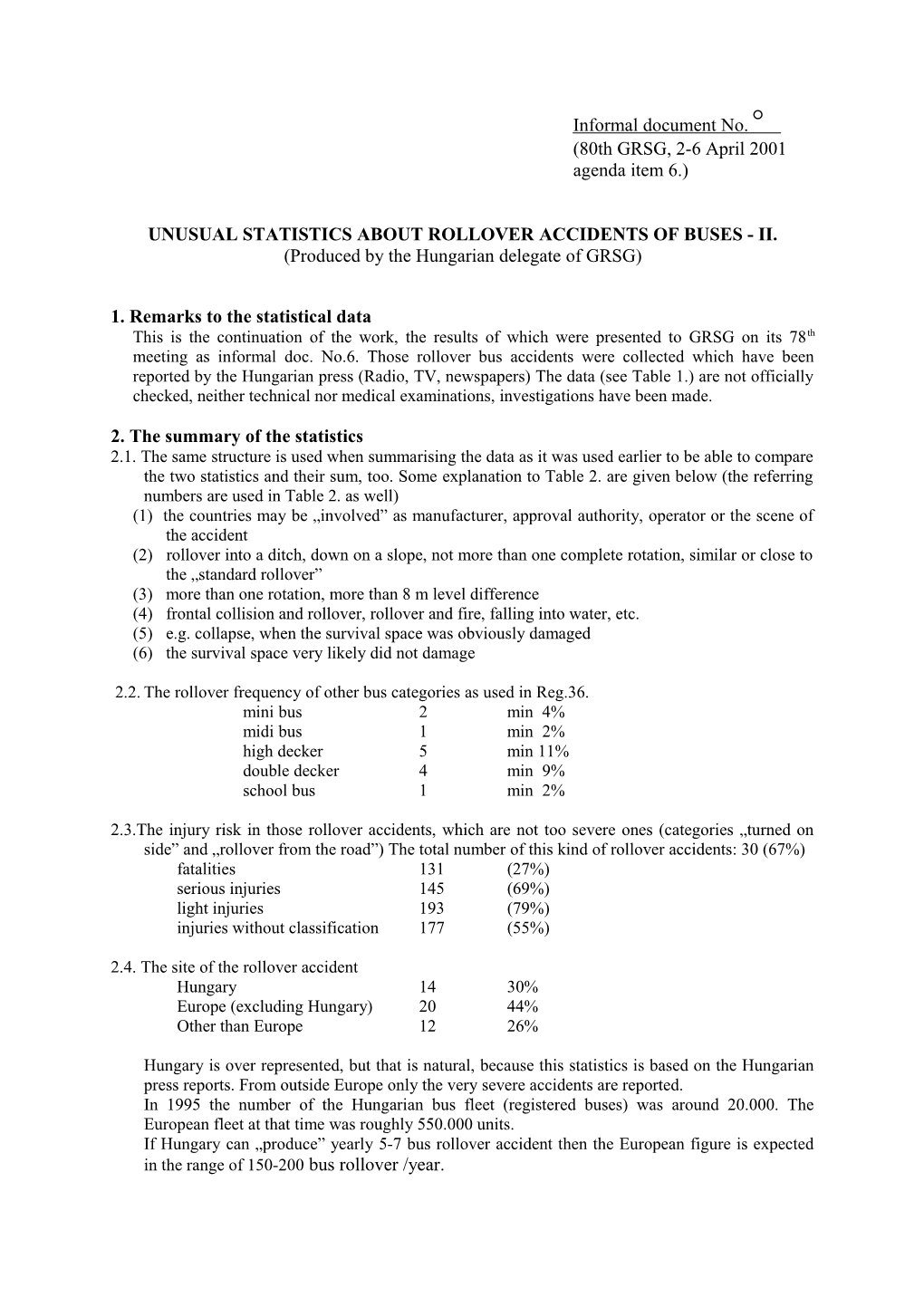 Unusual Statistics About Rollover Accidents of Buses - Ii