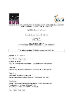 Trust in Japanese Management and Culture