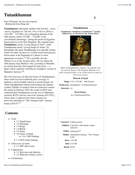 Tutankhamun - Wikipedia, the Free Encyclopedia 4/7/10 10:44 AM