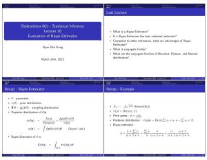 Bayes Estimator Recap - Example