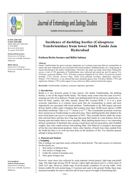 Incidence of Darkling Beetles (Coleoptera: Tenebrionidae) From