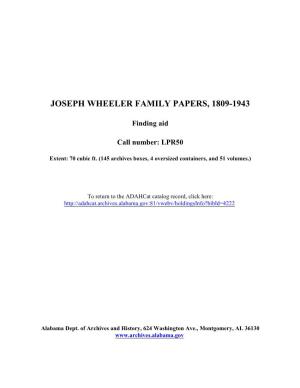Joseph Wheeler Family Papers Finding