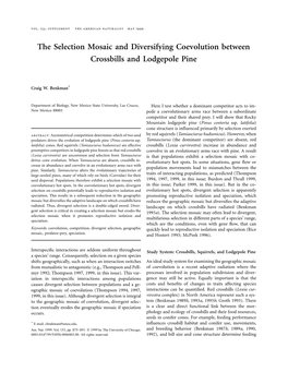 The Selection Mosaic and Diversifying Coevolution Between Crossbills and Lodgepole Pine