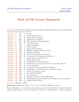 Lecture Summaries