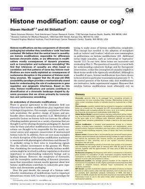 Histone Modification: Cause Or Cog?
