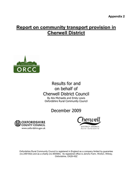 Report on Community Transport Provision in Cherwell District