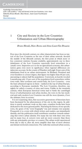 1 City and Society in the Low Countries: Urbanisation and Urban Historiography