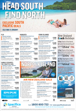 Norfolk Island Nights with Breakfast Daily, Lagoon Cruise, Golf Green Fees, $3799 Kids Club & Kids Eat Free! SAVE $1165 Head South