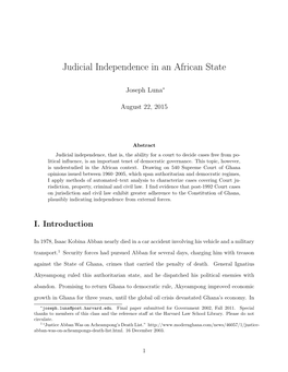 Judicial Independence in an African State