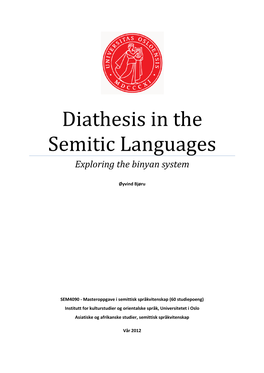 Diathesis in the Semitic Languages Exploring the Binyan System