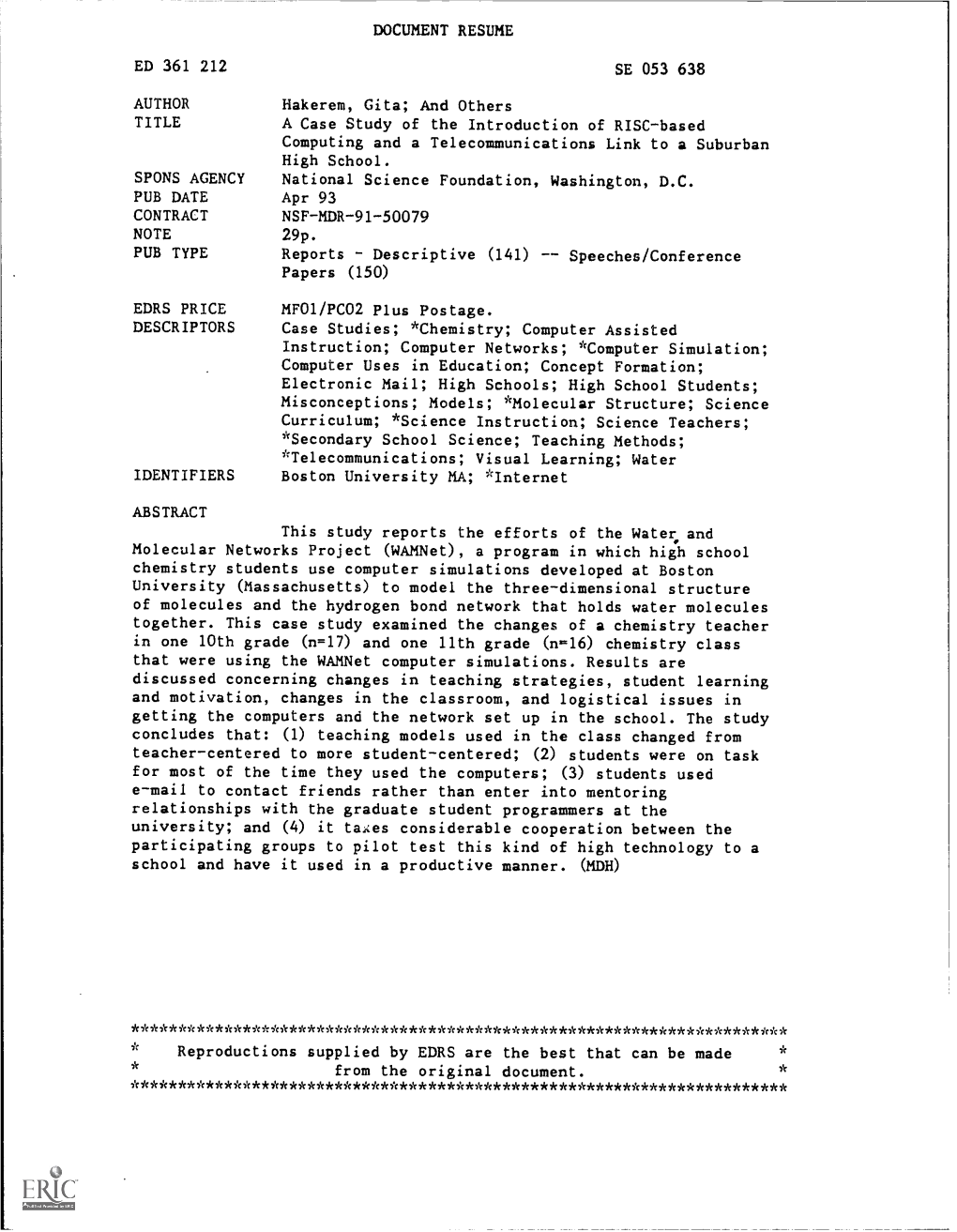 A Case Study of the Introduction of RISC-Based Computing and a Telecommunications Link to a Suburban High School