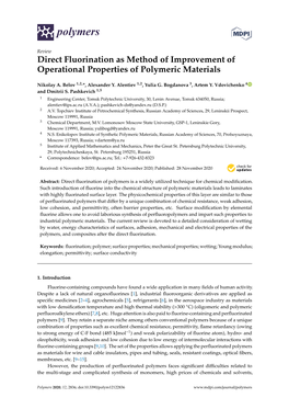 Direct Fluorination As Method of Improvement of Operational Properties of Polymeric Materials