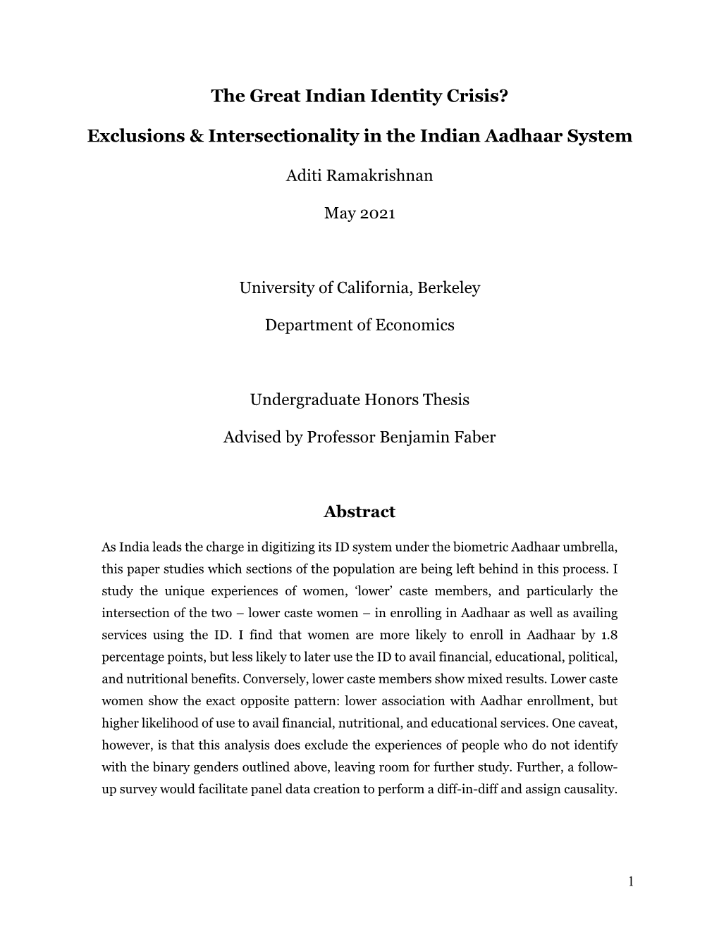 Exclusions & Intersectionality in the Indian Aadhaar System