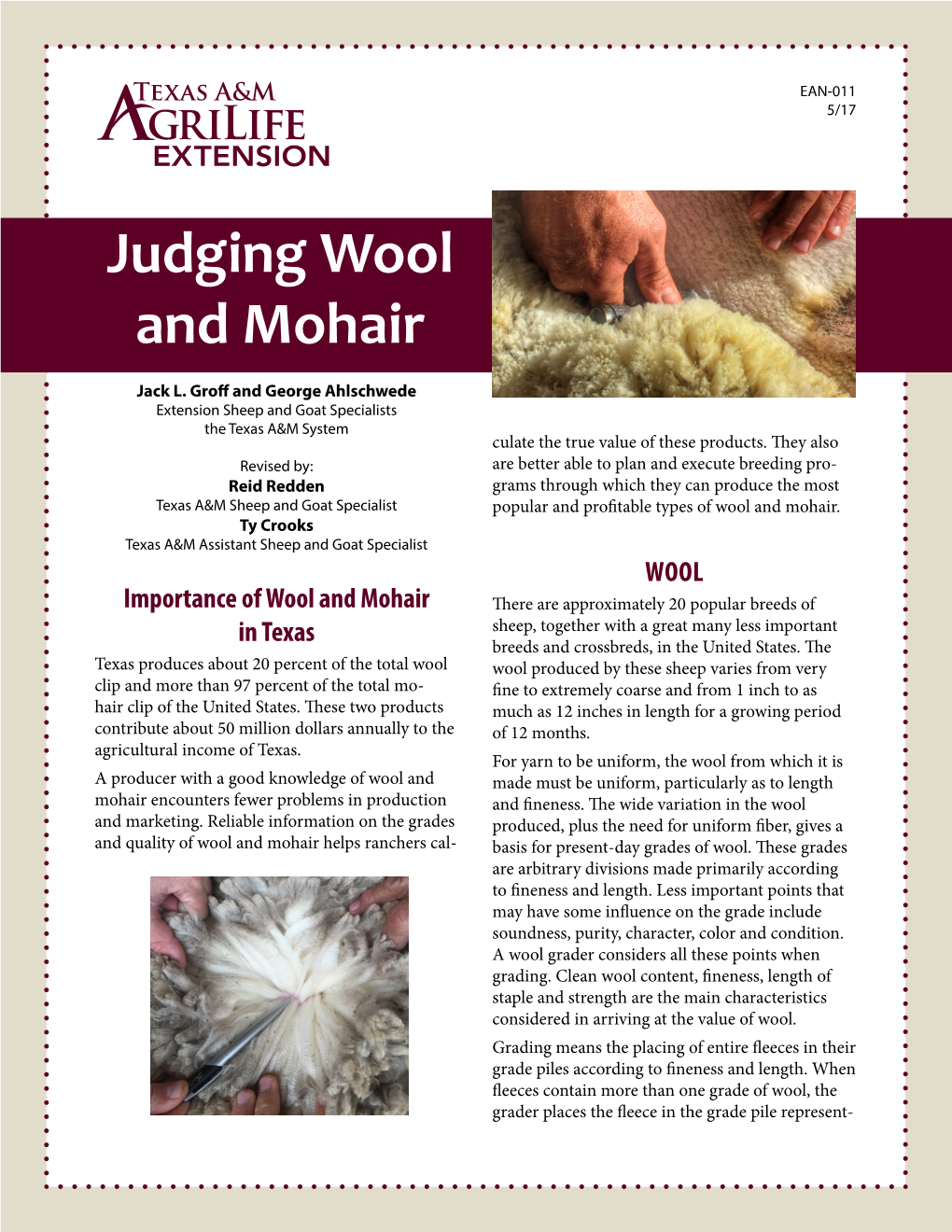 Judging Wool and Mohair