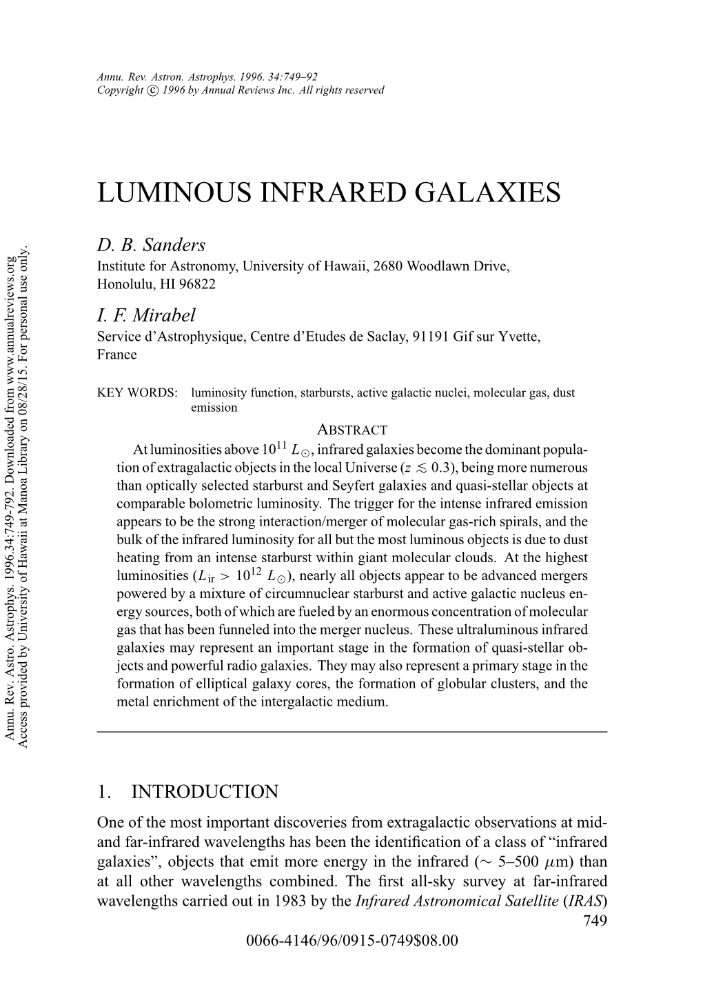 Luminous Infrared Galaxies