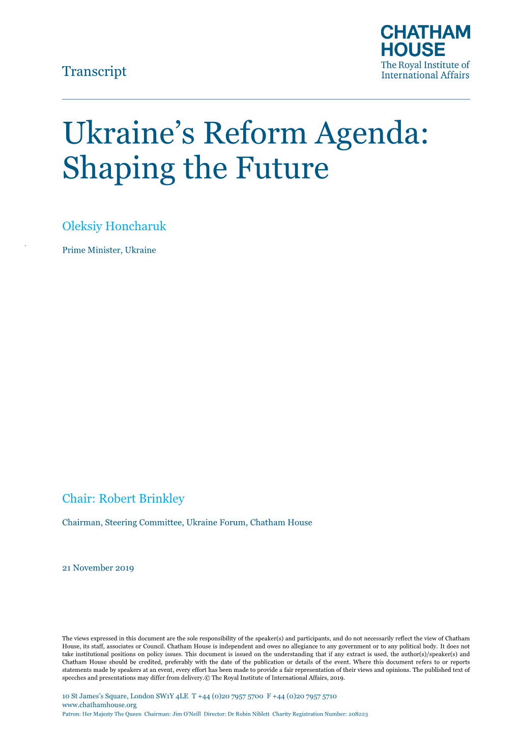 Ukraine's Reform Agenda