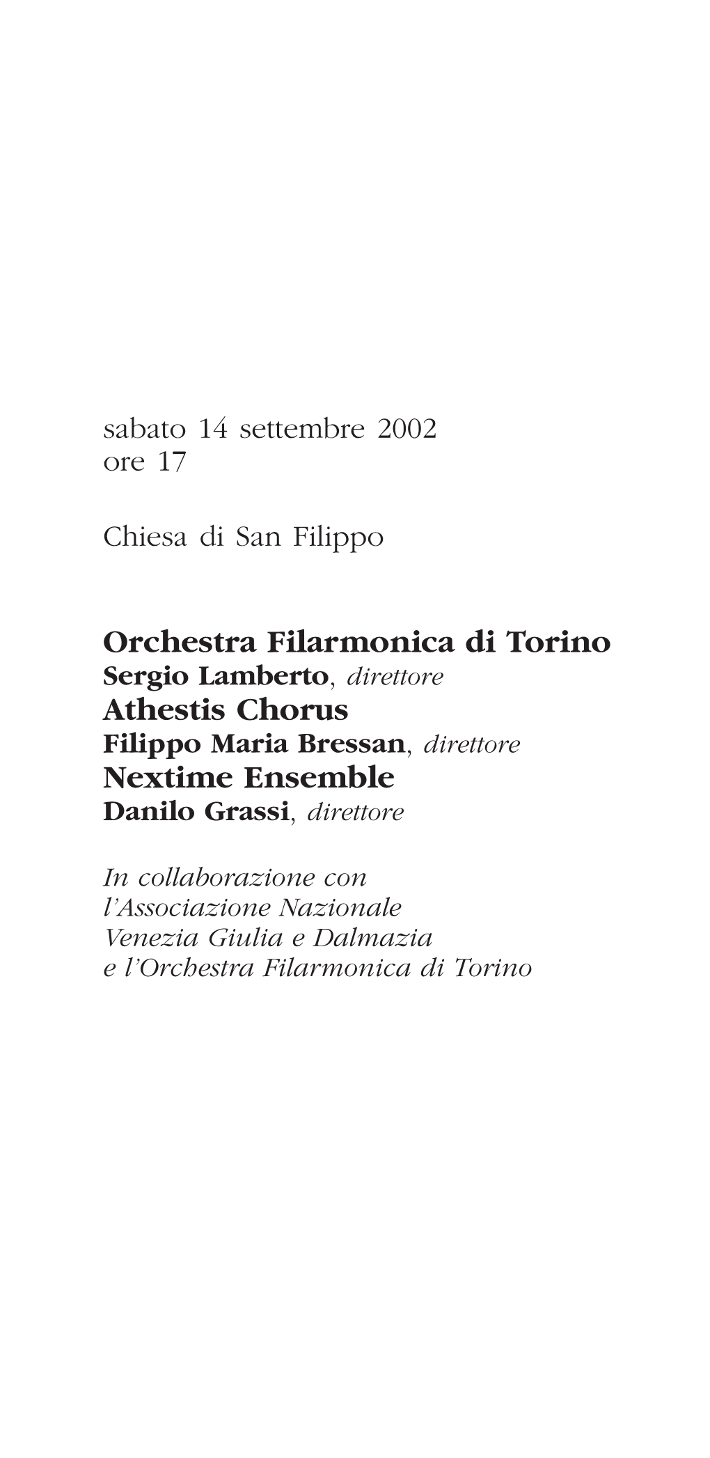 Athestis Chorus Nextime Ensemble Filippo Maria Bressan