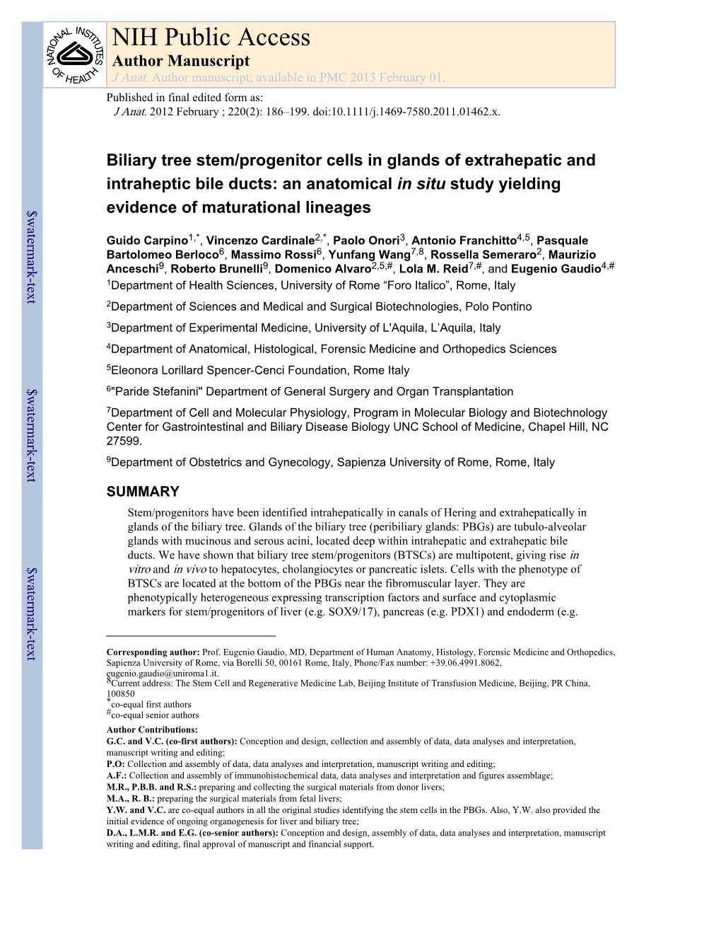 NIH Public Access Author Manuscript J Anat