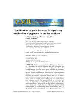 Identification of Genes Involved in Regulatory Mechanism of Pigments in Broiler Chickens