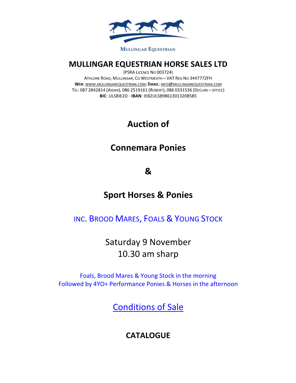 Auction of Connemara Ponies & Sport Horses & Ponies INC.BROOD