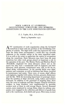 Dock Labour at Liverpool: Occupational Structure and Working Conditions in the Late Nineteenth Century