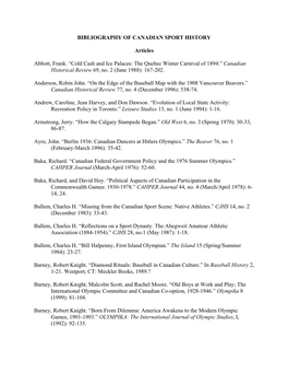 Bibliography of Canadian Sport History