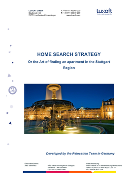 HOME SEARCH STRATEGY Or the Art of Finding an Apartment in the Stuttgart Region