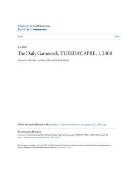 The Daily Gamecock, TUESDAY, APRIL 1, 2008
