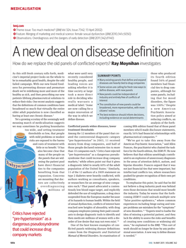 A New Deal on Disease Definition How Do We Replace the Old Panels of Conﬂ Icted Experts? Ray Moynihan Investigates