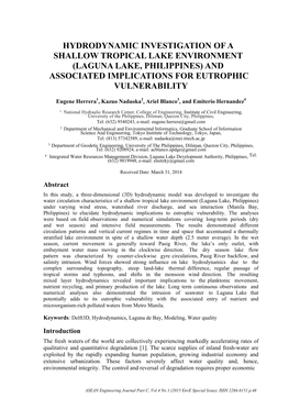 Water Balance Analysis of Laguna Lake, Philippines with Focus on Lake