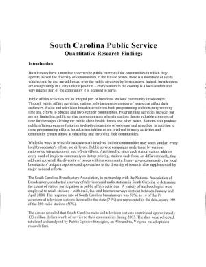 South Carolina Public Service Quantitative Research Findings