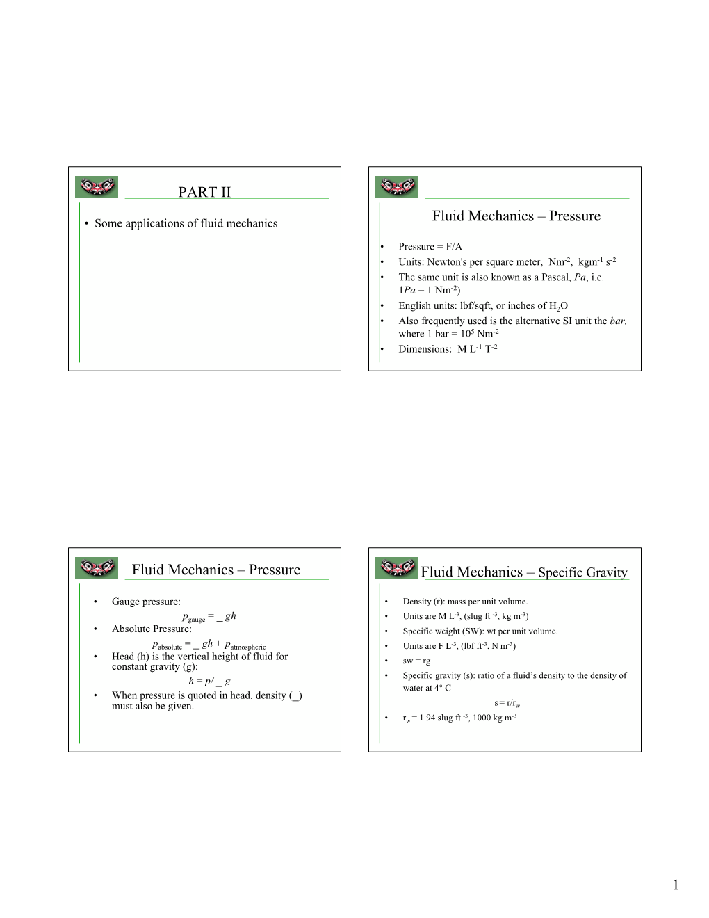 Pressure Fluid Mechanics – Specific Gravity