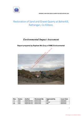 Restoration of Sand and Gravel Quarry at Boherkill, Rathangan, Co Kildare