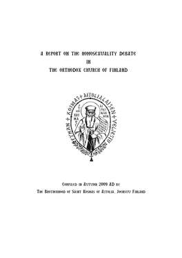 A Report on the Homosexuality Debate in the Orthodox Church of Finland