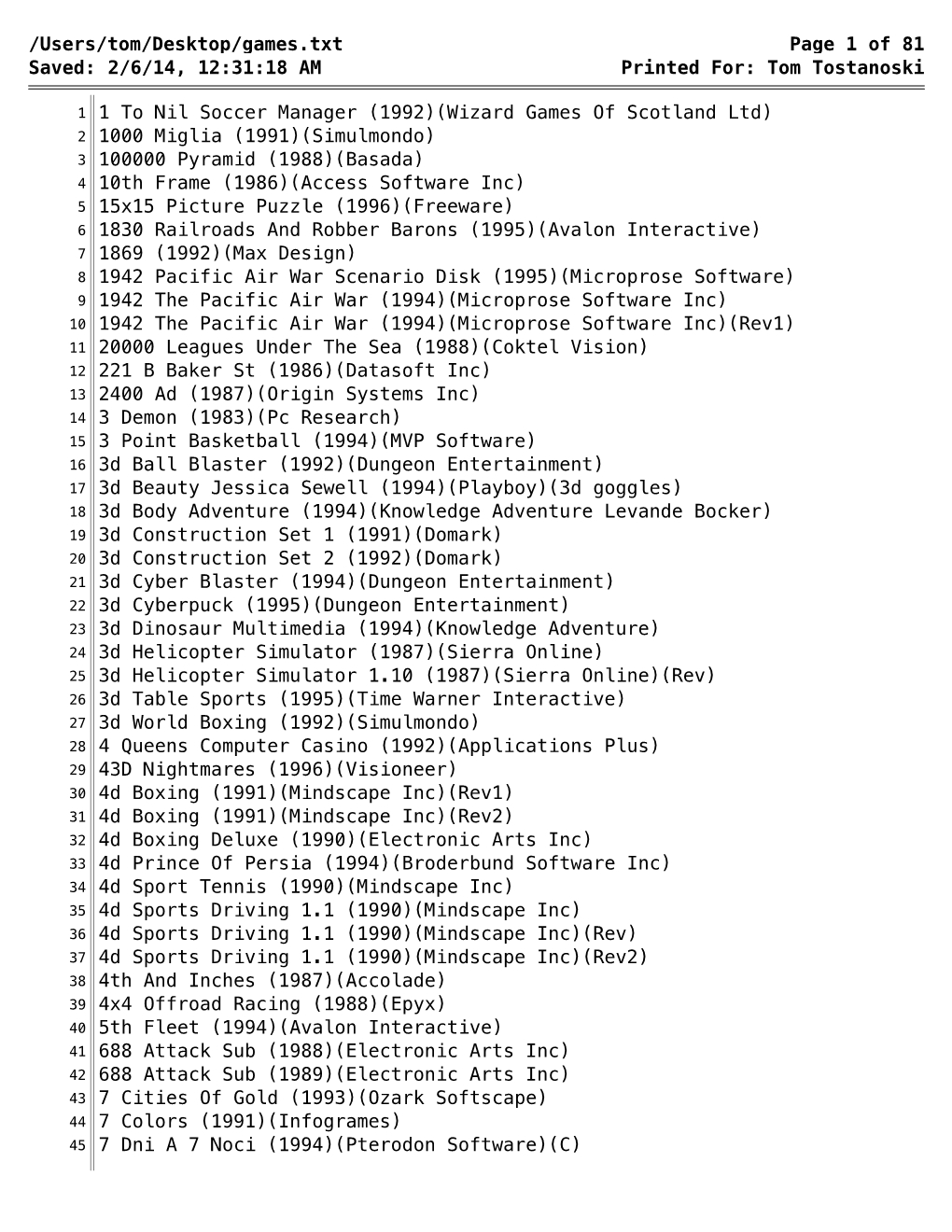 Of 81 /Users/Tom/Desktop/Games.Txt Saved